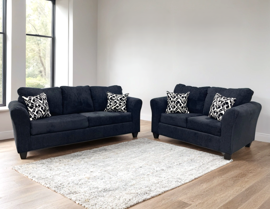 Elysian Black Sofa & Loveseat by Happy Homes at Eve Furniture