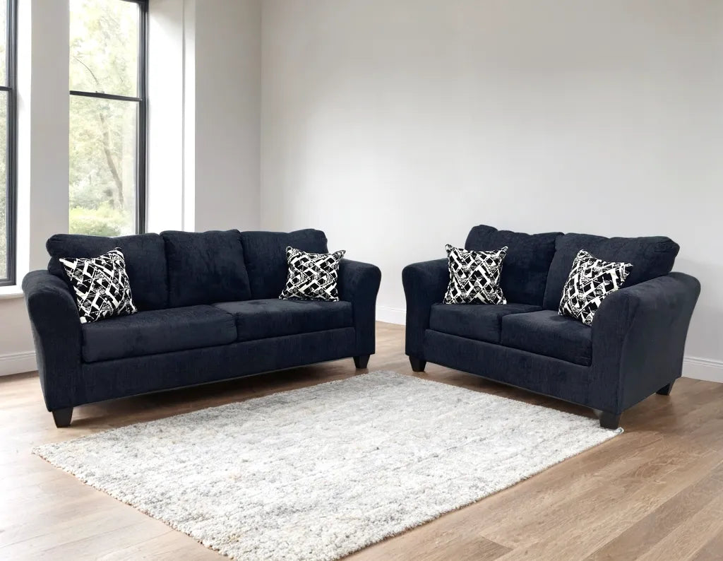 Elysian Black Sofa & Loveseat by Happy Homes at Eve Furniture