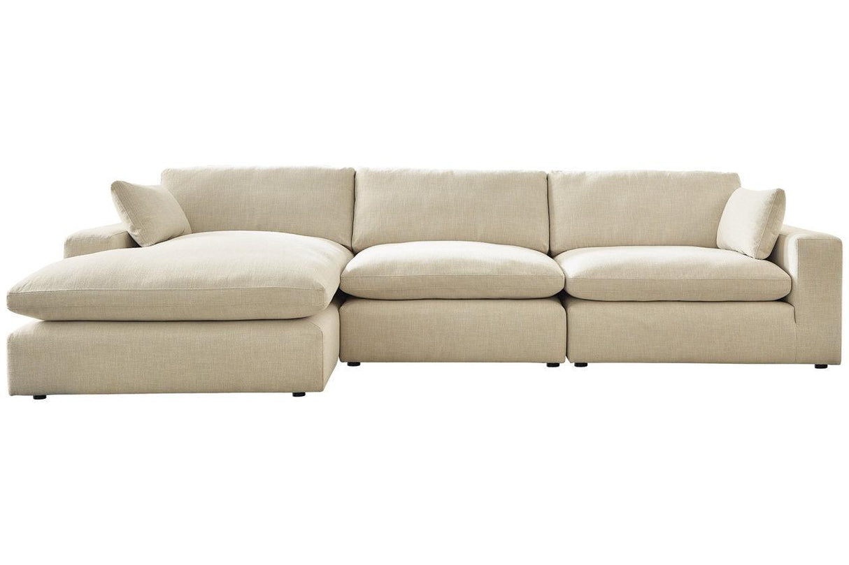 Elyza Linen 3-Piece Left Arm Facing Chaise Sectional by Ashley at Eve Furniture