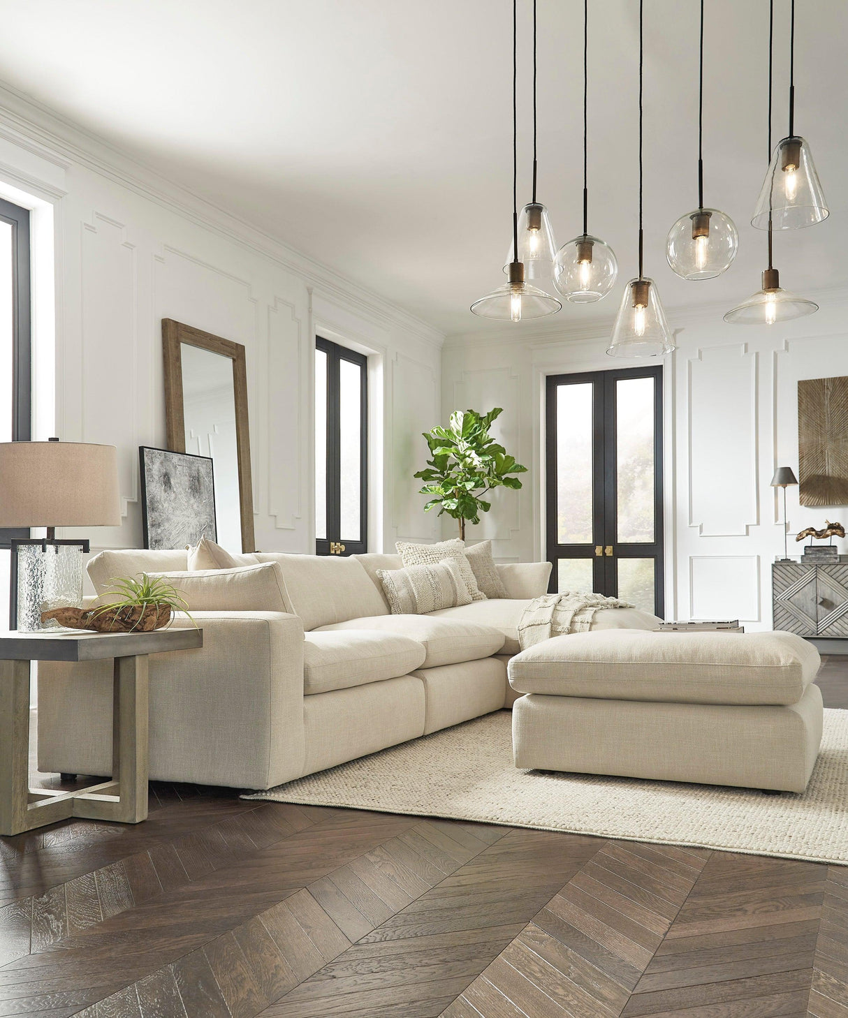 Elyza Linen 3-Piece Right Arm Facing (RAF) Chaise Sectional by Ashley at Eve Furniture