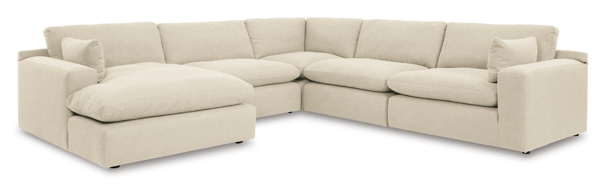 Elyza Linen 5-Piece Left Arm Facing Chaise Sectional by Ashley at Eve Furniture