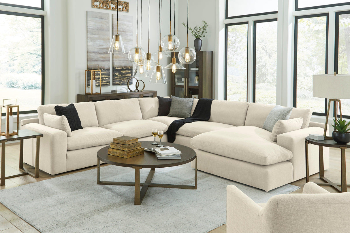 Elyza Linen 5-Piece Right Arm Facing Chaise Sectional by Ashley at Eve Furniture