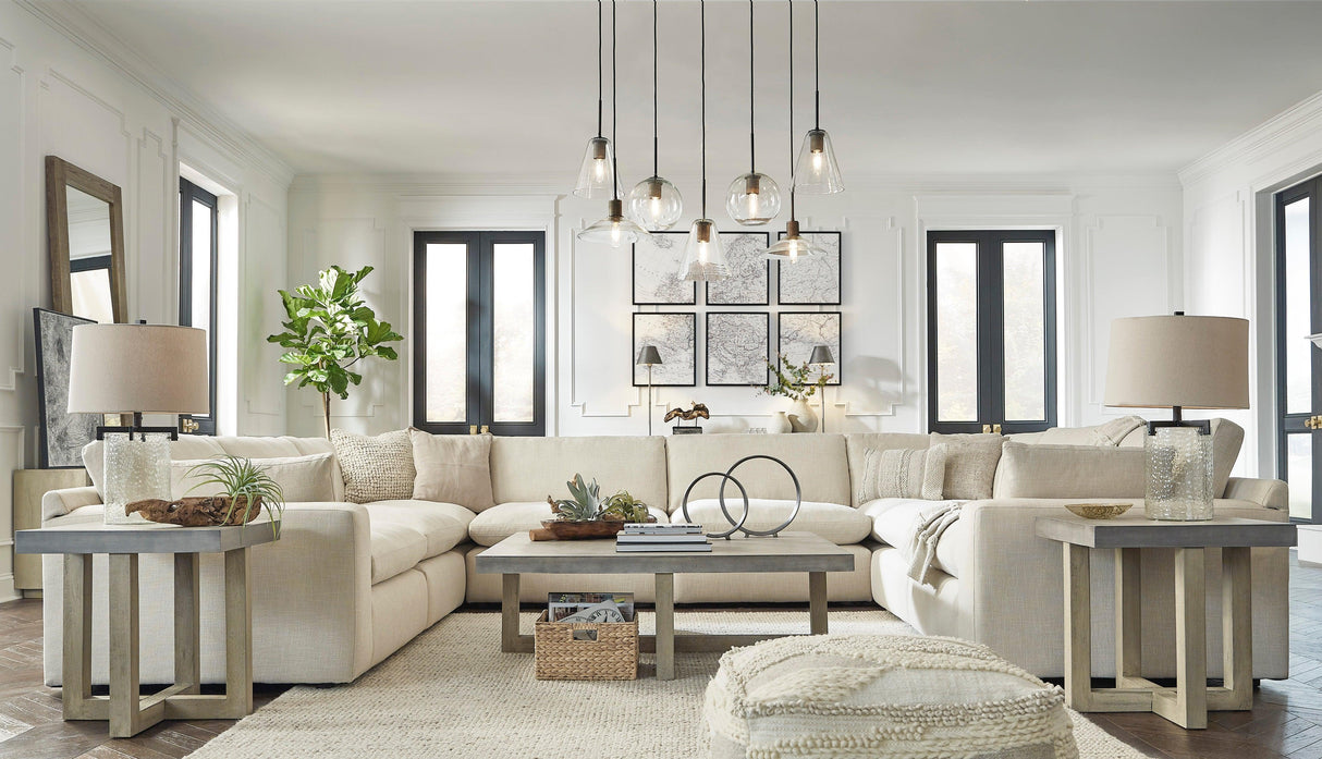 Elyza Linen 8-Piece Chaise Sectional by Ashley at Eve Furniture