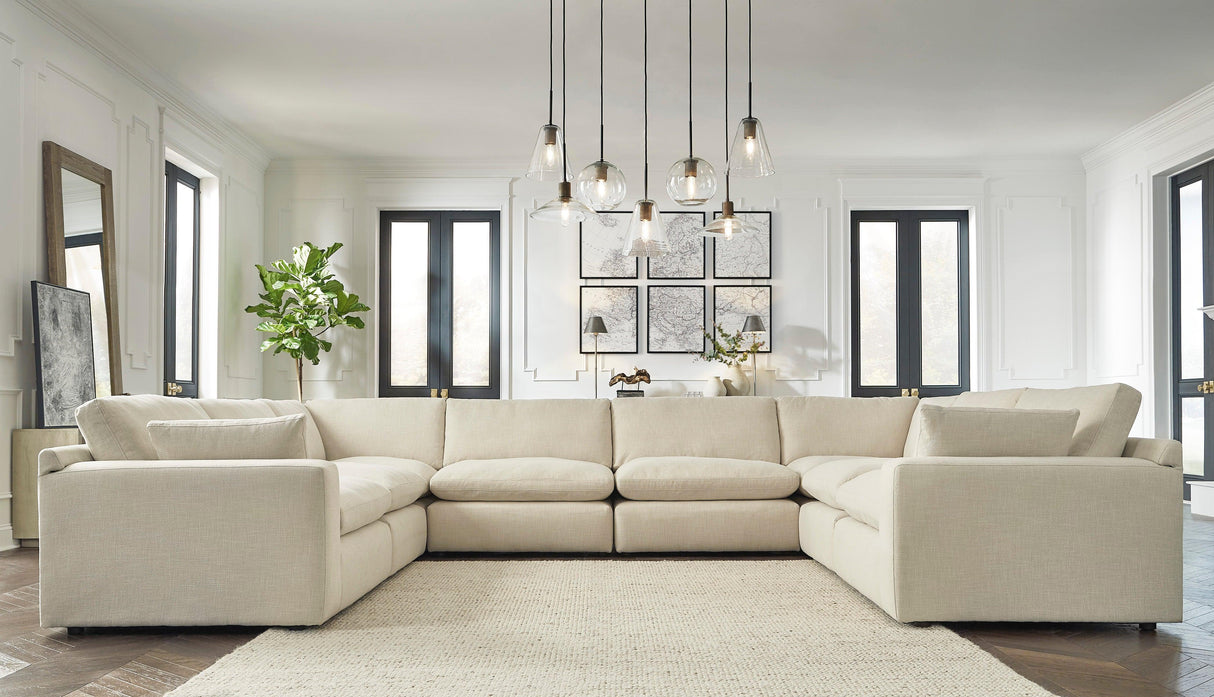 Elyza Linen 8-Piece Chaise Sectional by Ashley at Eve Furniture