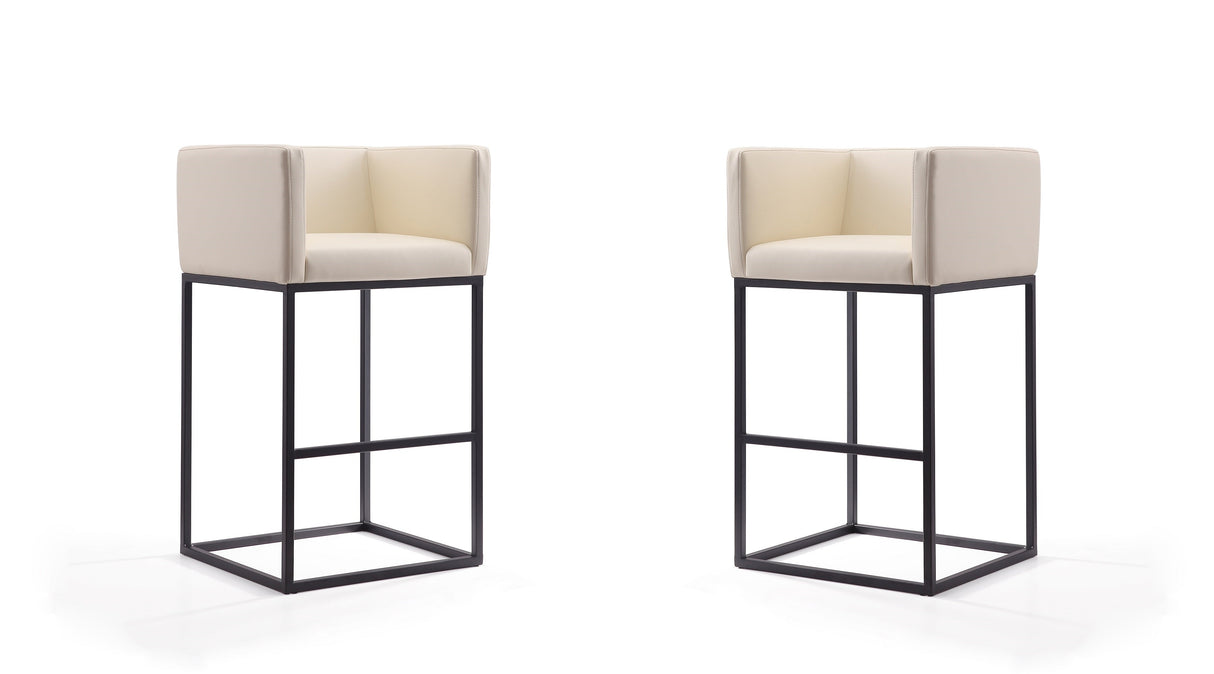 Embassy Barstool in Cream and Black (set of 2) by Manhattan Comfort at Eve Furniture
