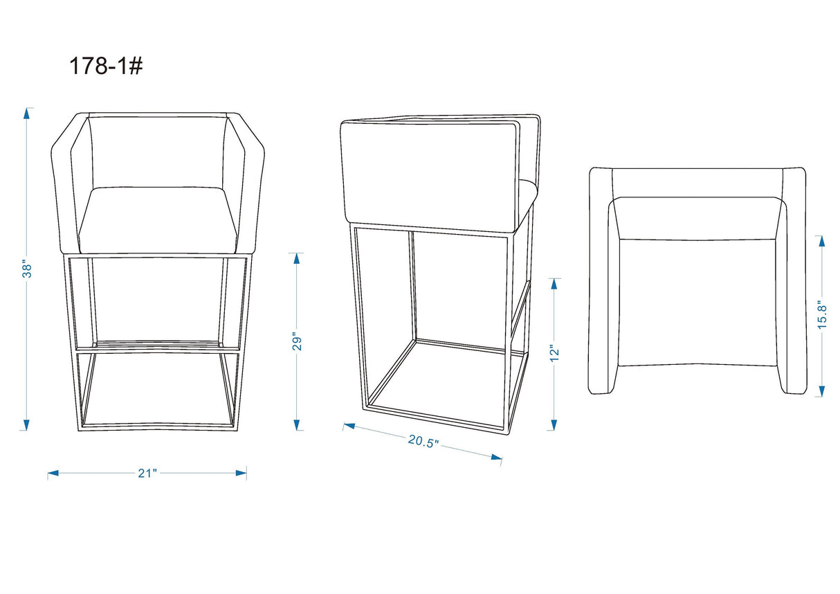 Embassy Barstool in Cream and Black (set of 3) by Manhattan Comfort at Eve Furniture
