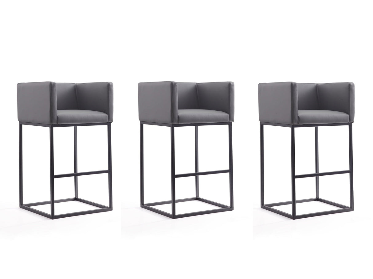 Embassy Barstool in Grey and Black (set of 3) by Manhattan Comfort at Eve Furniture