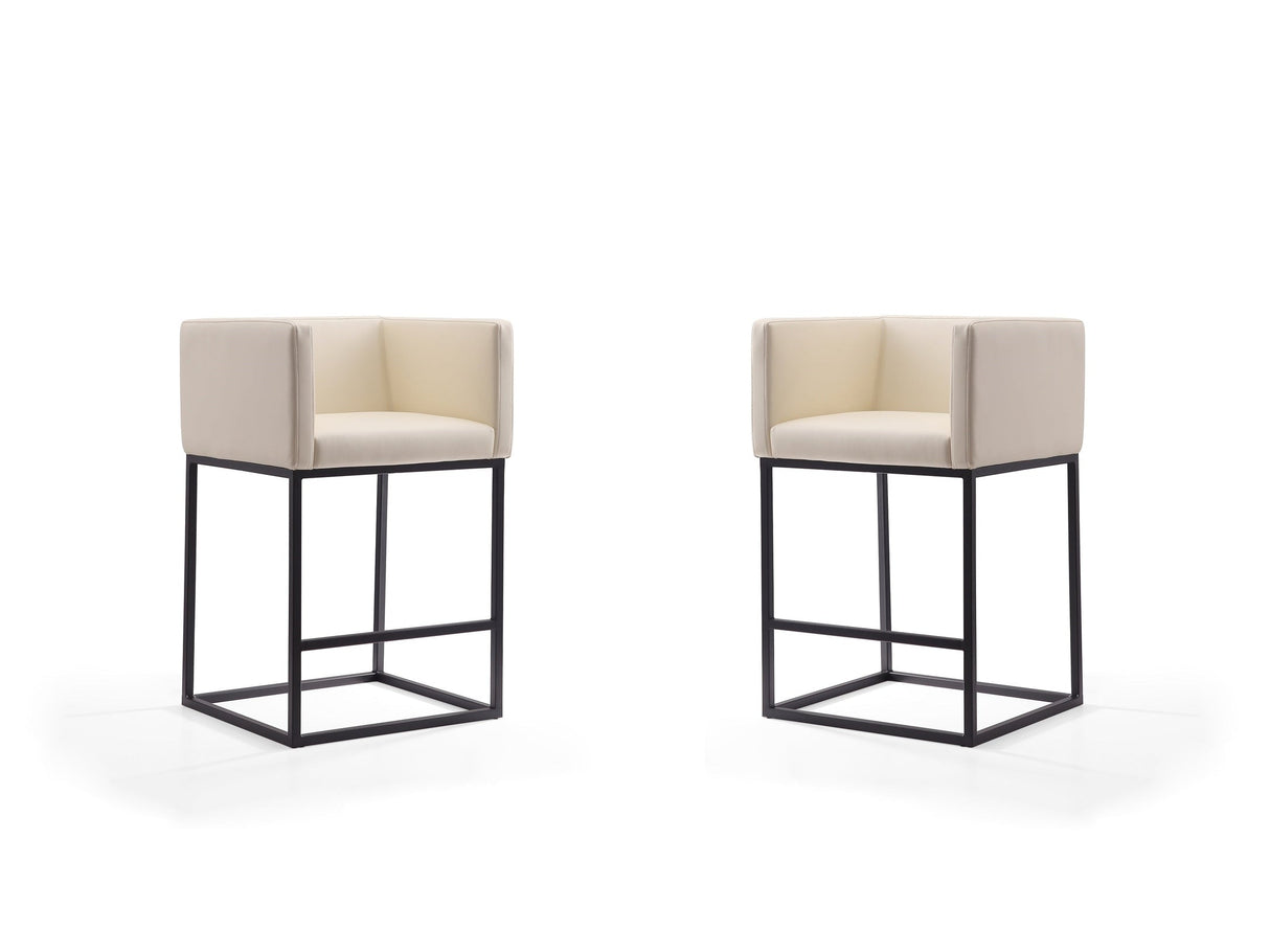 Embassy Counter Stool in Cream and Black (set of 2) by Manhattan Comfort at Eve Furniture