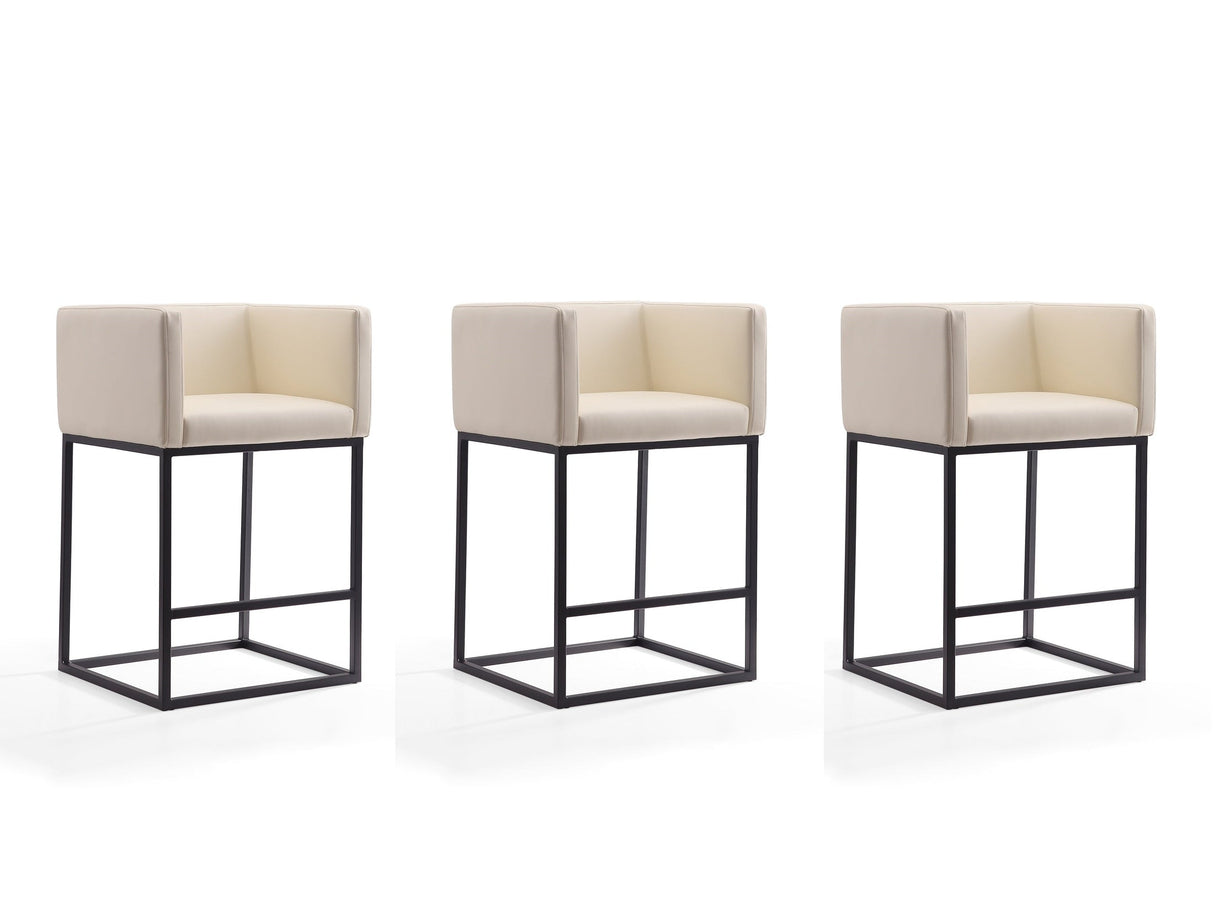 Embassy Counter Stool in Cream and Black (set of 3) by Manhattan Comfort at Eve Furniture
