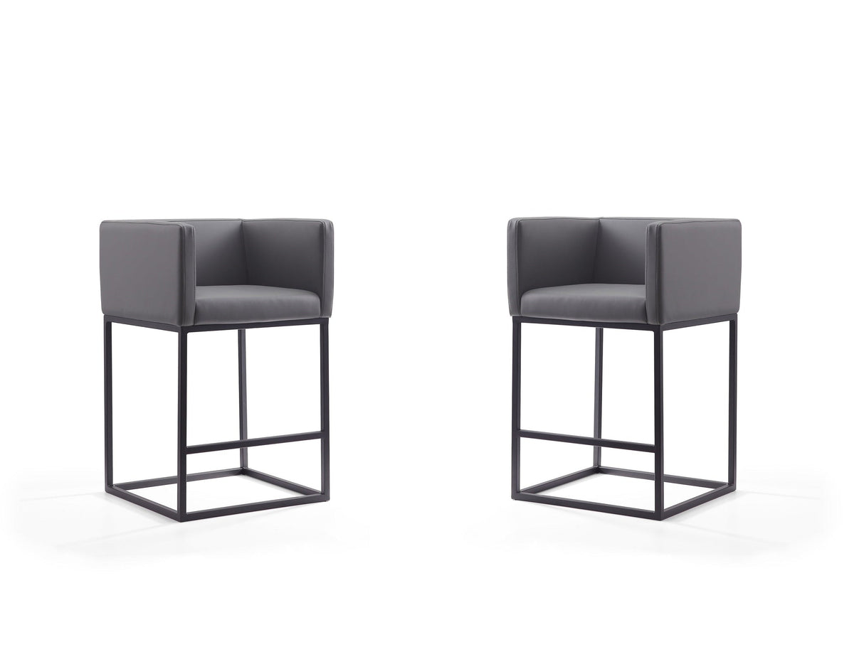 Embassy Counter Stool in Grey and Black (set of 2) by Manhattan Comfort at Eve Furniture