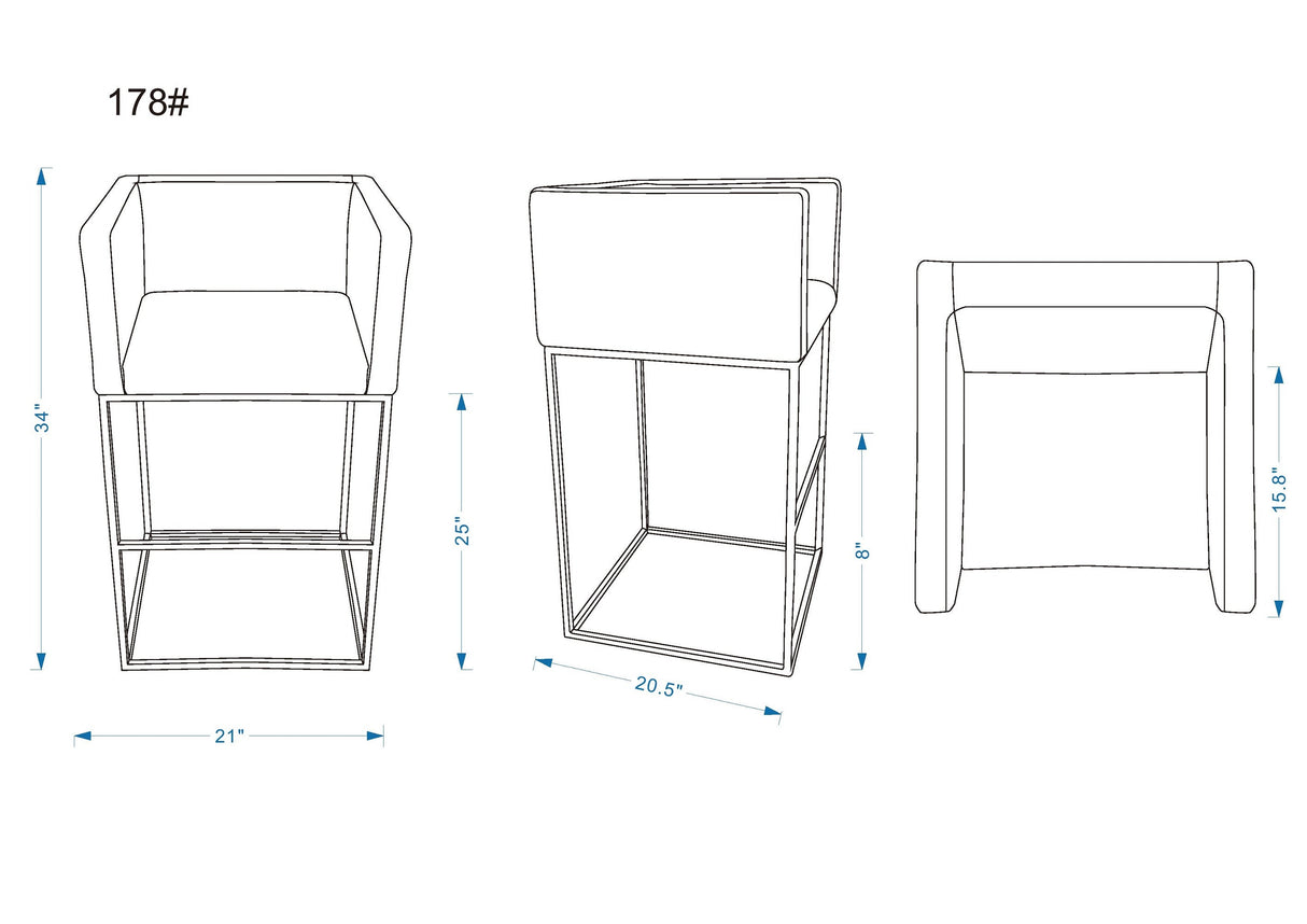 Embassy Counter Stool in Grey and Black (set of 3) by Manhattan Comfort at Eve Furniture