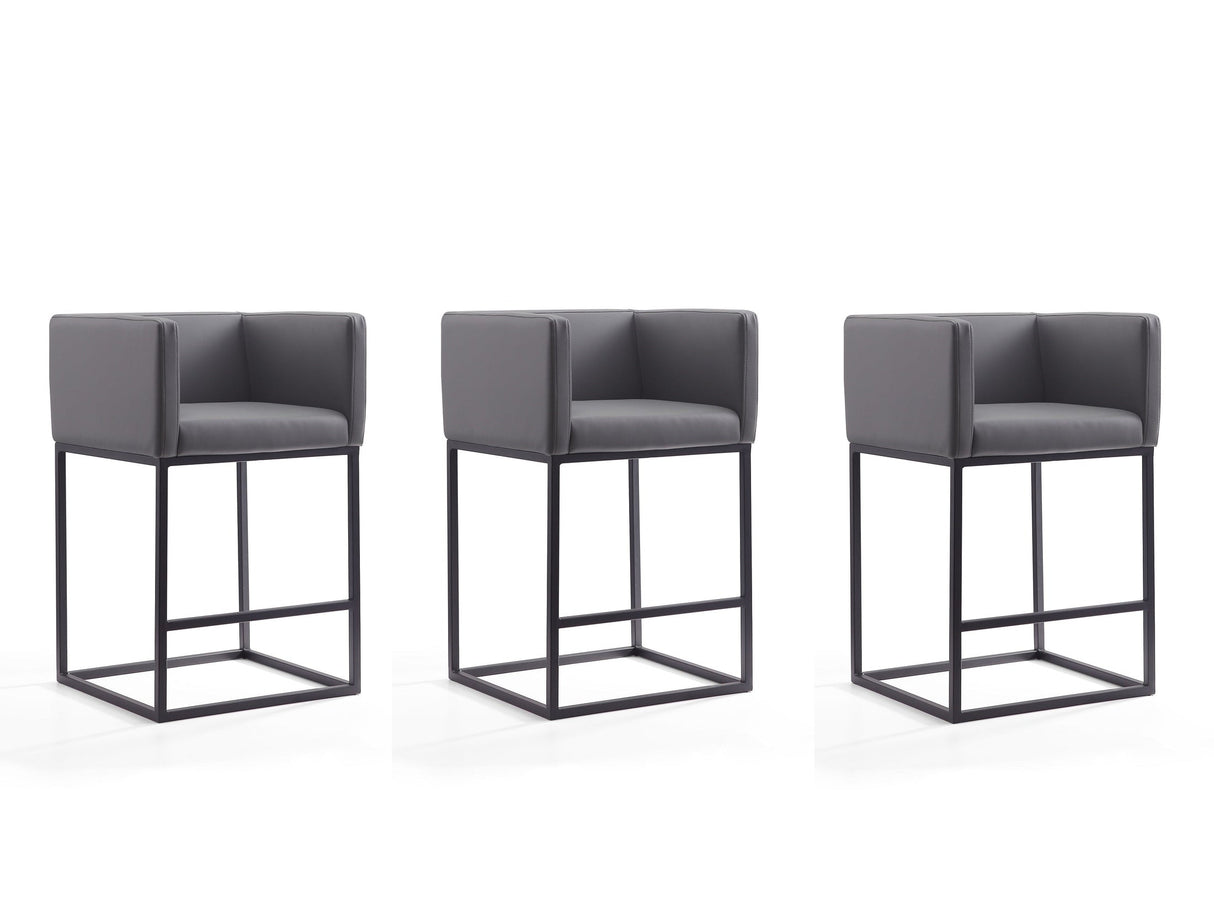 Embassy Counter Stool in Grey and Black (set of 3) by Manhattan Comfort at Eve Furniture