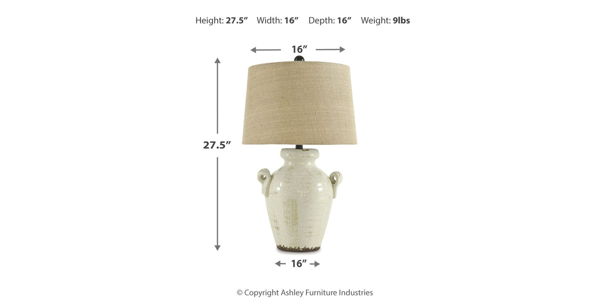 Emelda Cream Table Lamp (Set of 2) by Ashley at Eve Furniture