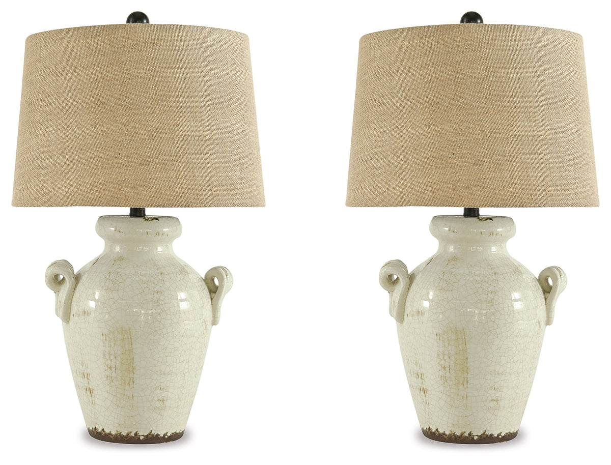 Emelda Cream Table Lamp (Set of 2) by Ashley at Eve Furniture