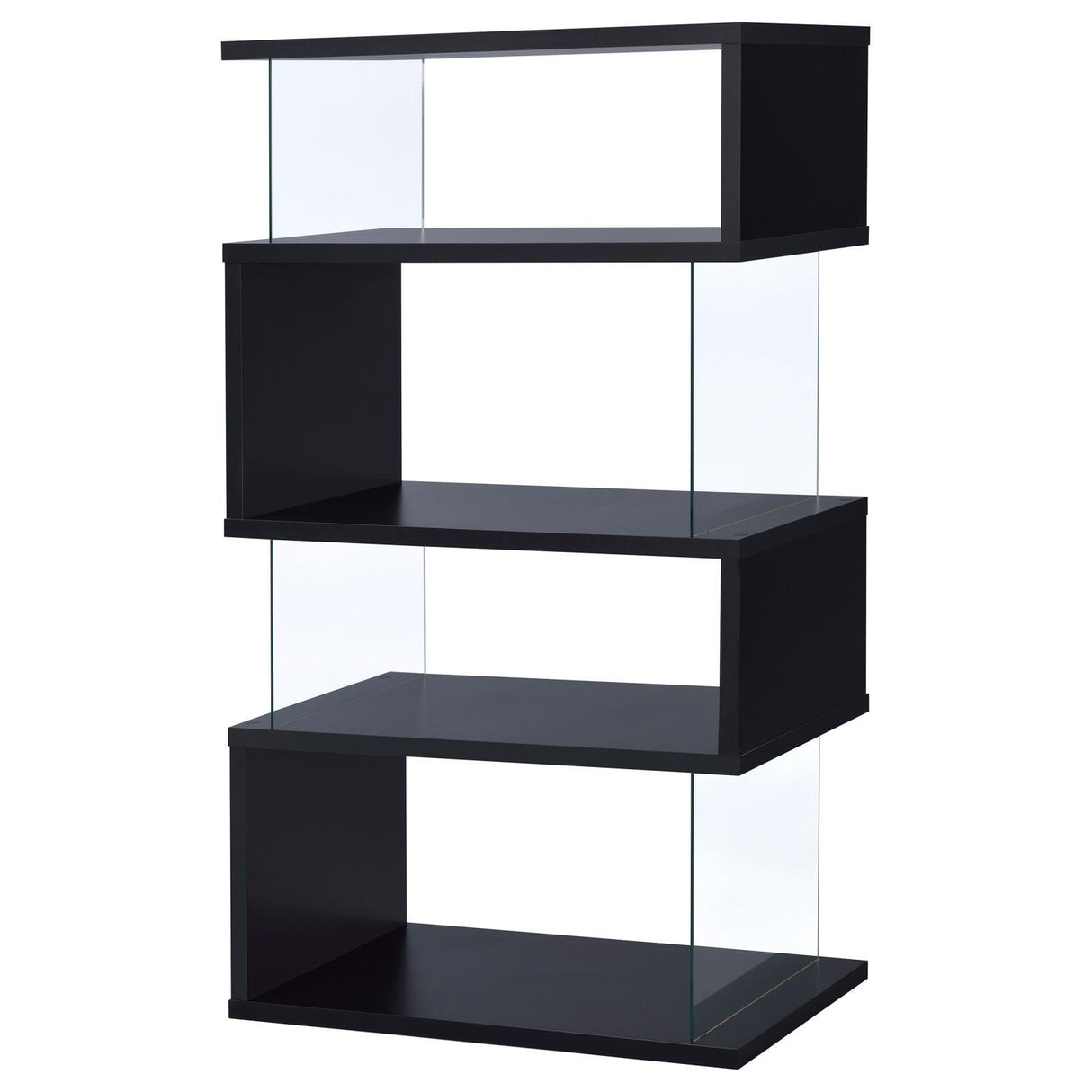 Emelle Black/Clear 4-Tier Bookcase by Coaster at Eve Furniture
