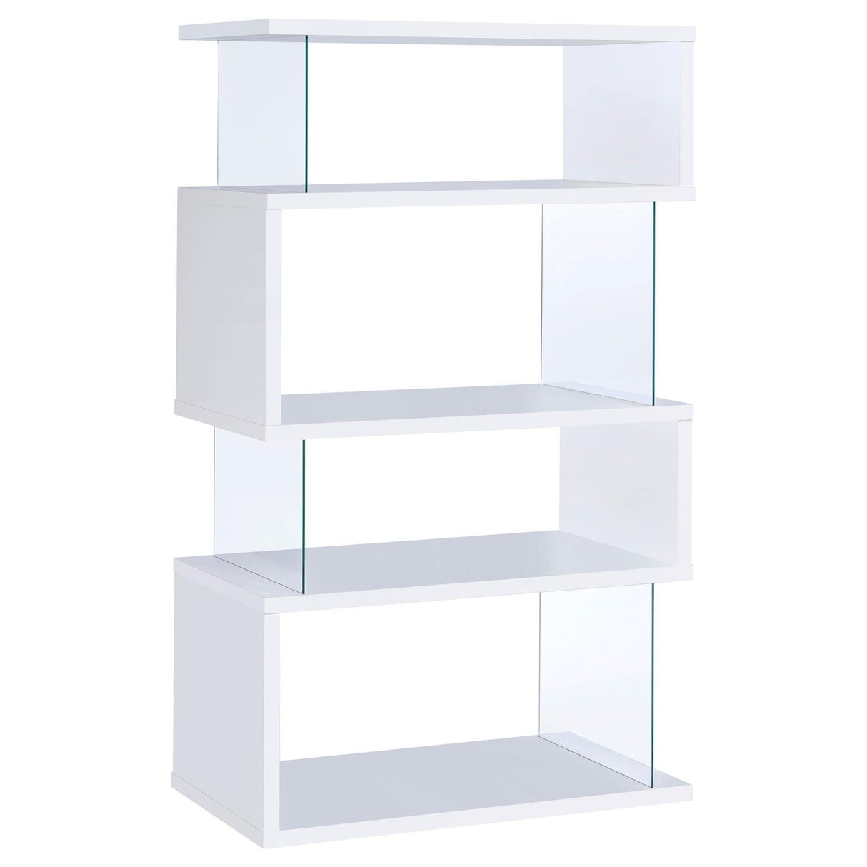 Emelle White/Clear 4-Tier Bookcase by Coaster at Eve Furniture