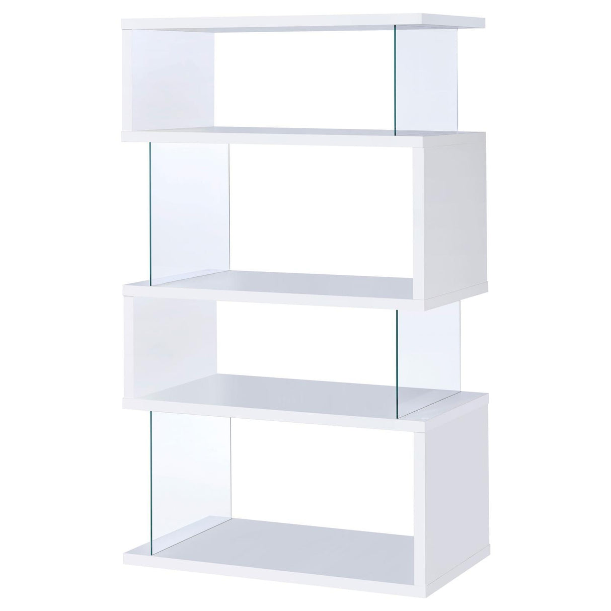 Emelle White/Clear 4-Tier Bookcase by Coaster at Eve Furniture