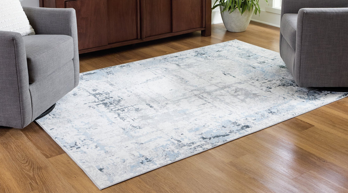 Emertonly Blue/White/Gray Medium Rug by ASHLEY FURNITURE at Eve Furniture