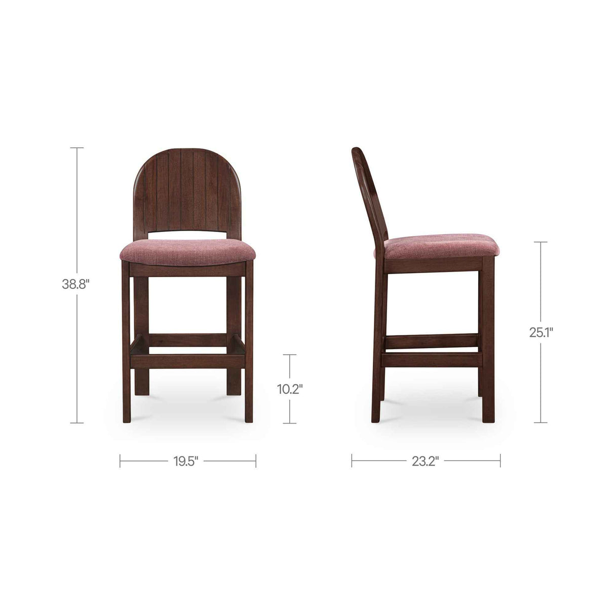 Emil Berry/Natural Walnut Counter Stool by Moe's Home at Eve Furniture