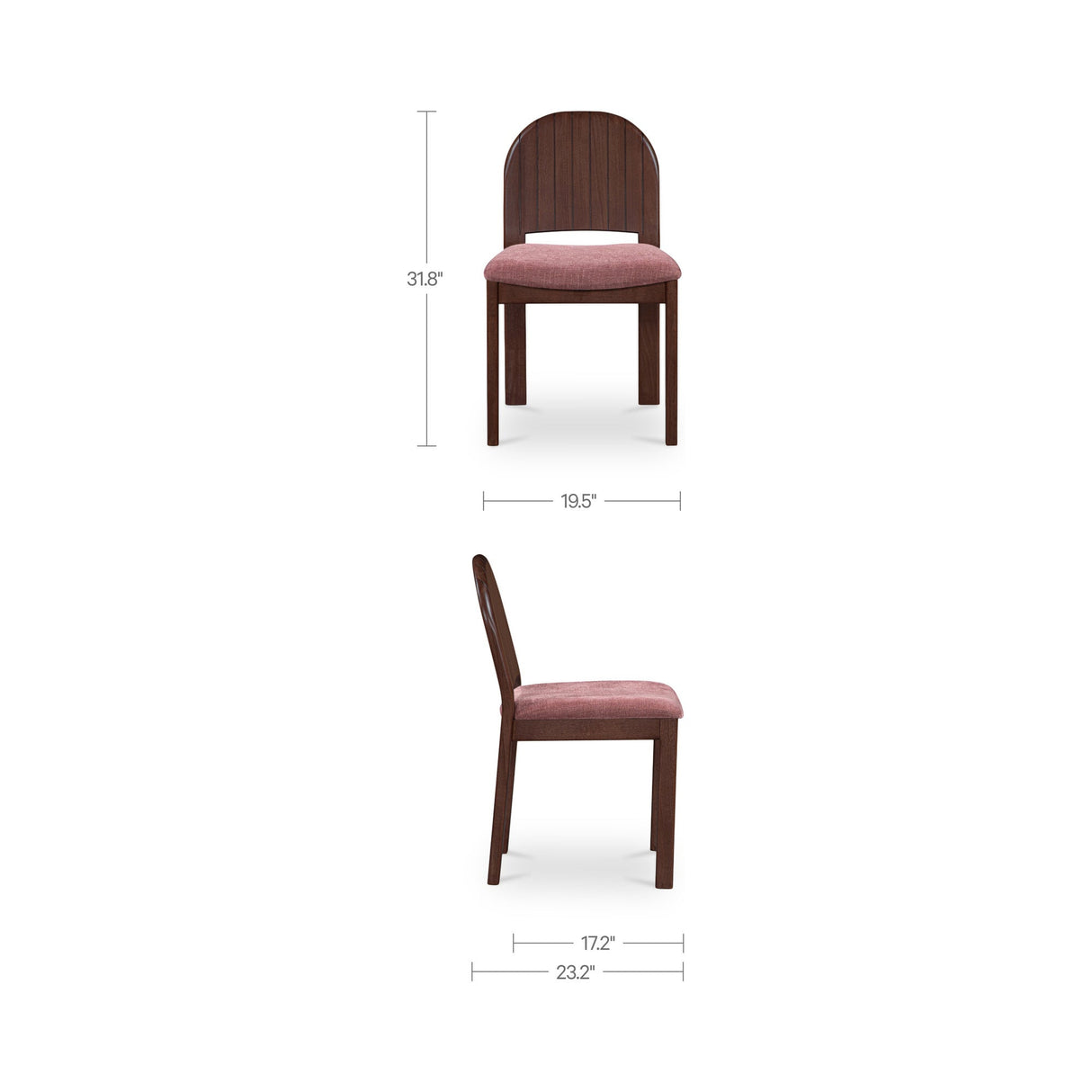 Emil Berry/Natural Walnut Dining Chair (Set of 2) by Moe's Home at Eve Furniture