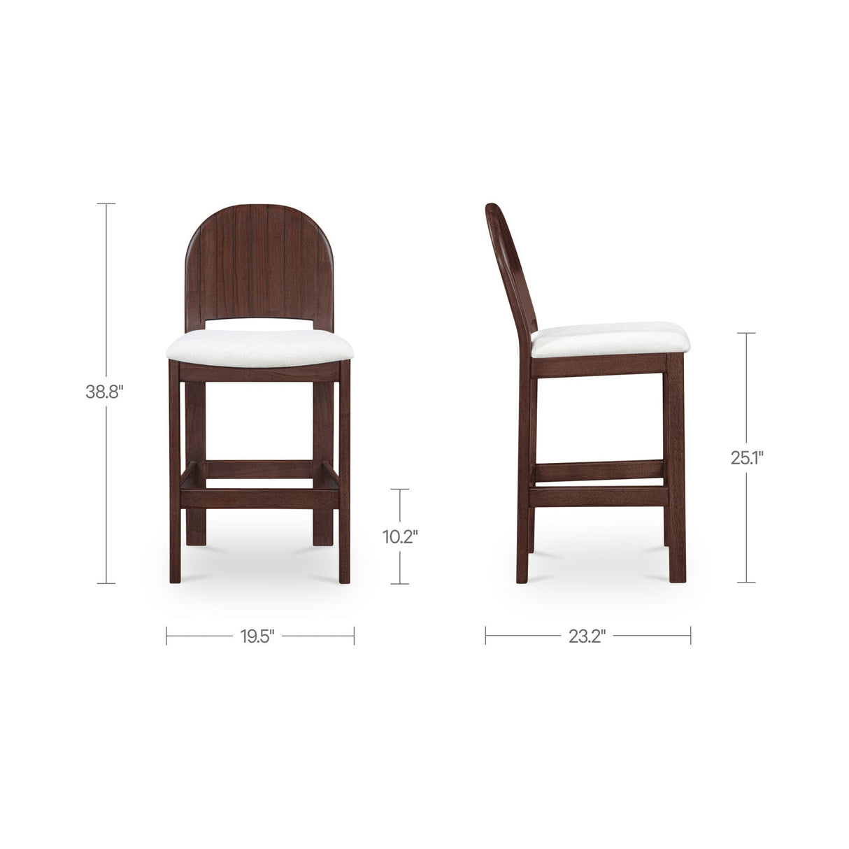 Emil Cream/Natural Walnut Counter Stool by Moe's Home at Eve Furniture