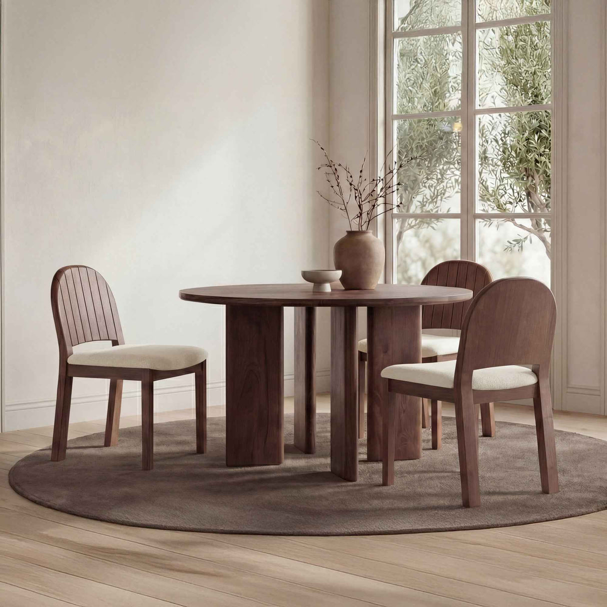 Emil Cream/Natural Walnut Dining Chair (Set of 2)