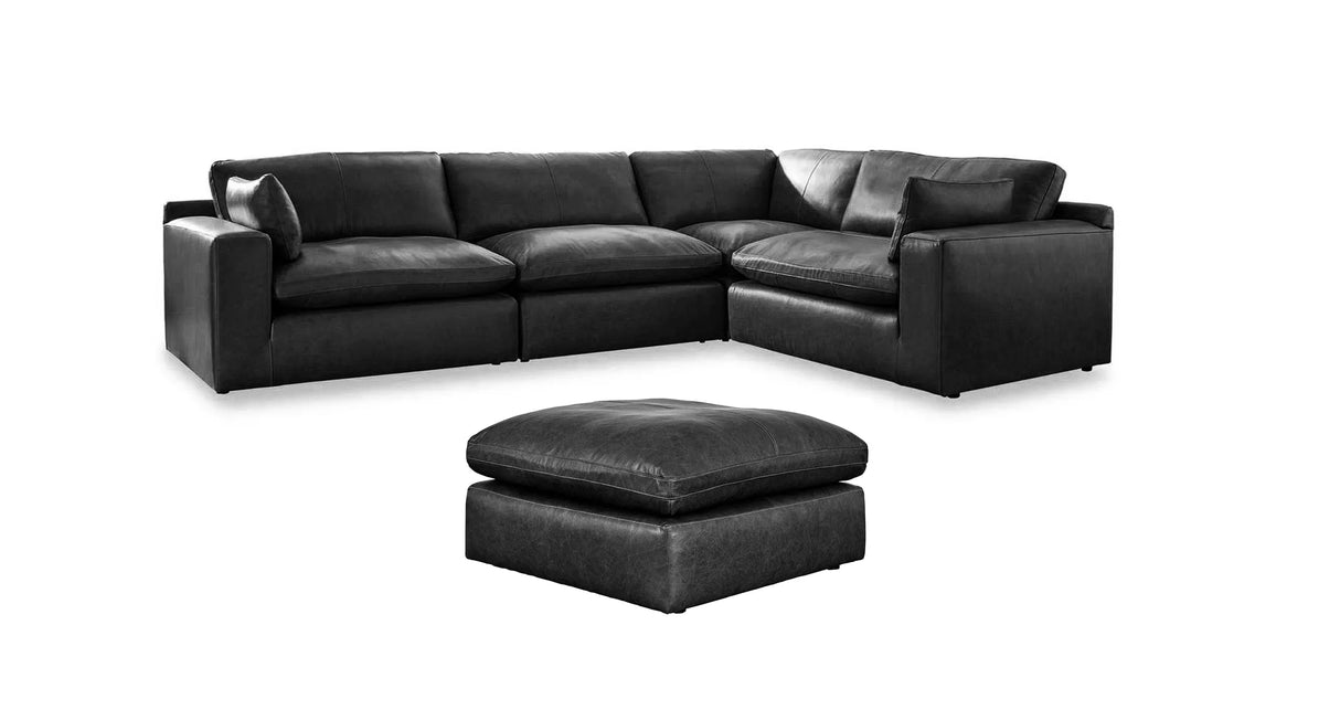 Emilia Black Leather 4-Piece Leather Modular Sectional Sofa by Ashley at Eve Furniture