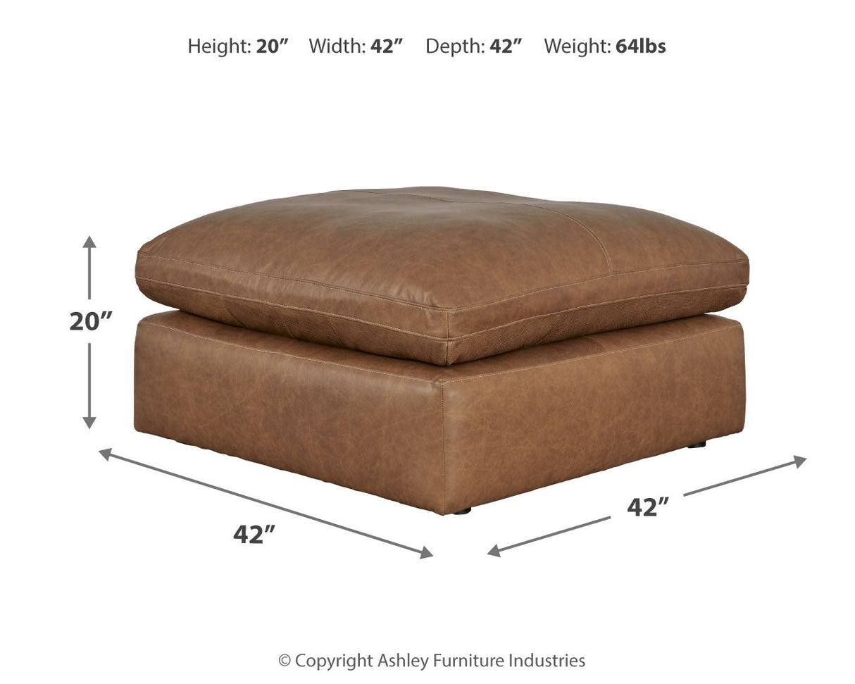 Emilia Caramel 6-Piece Leather Sectional with Ottoman in Caramel by Ashley at Eve Furniture