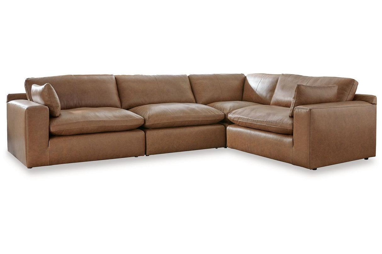 Emilia Caramel Leather 4-Piece Modular Sectional by Ashley at Eve Furniture