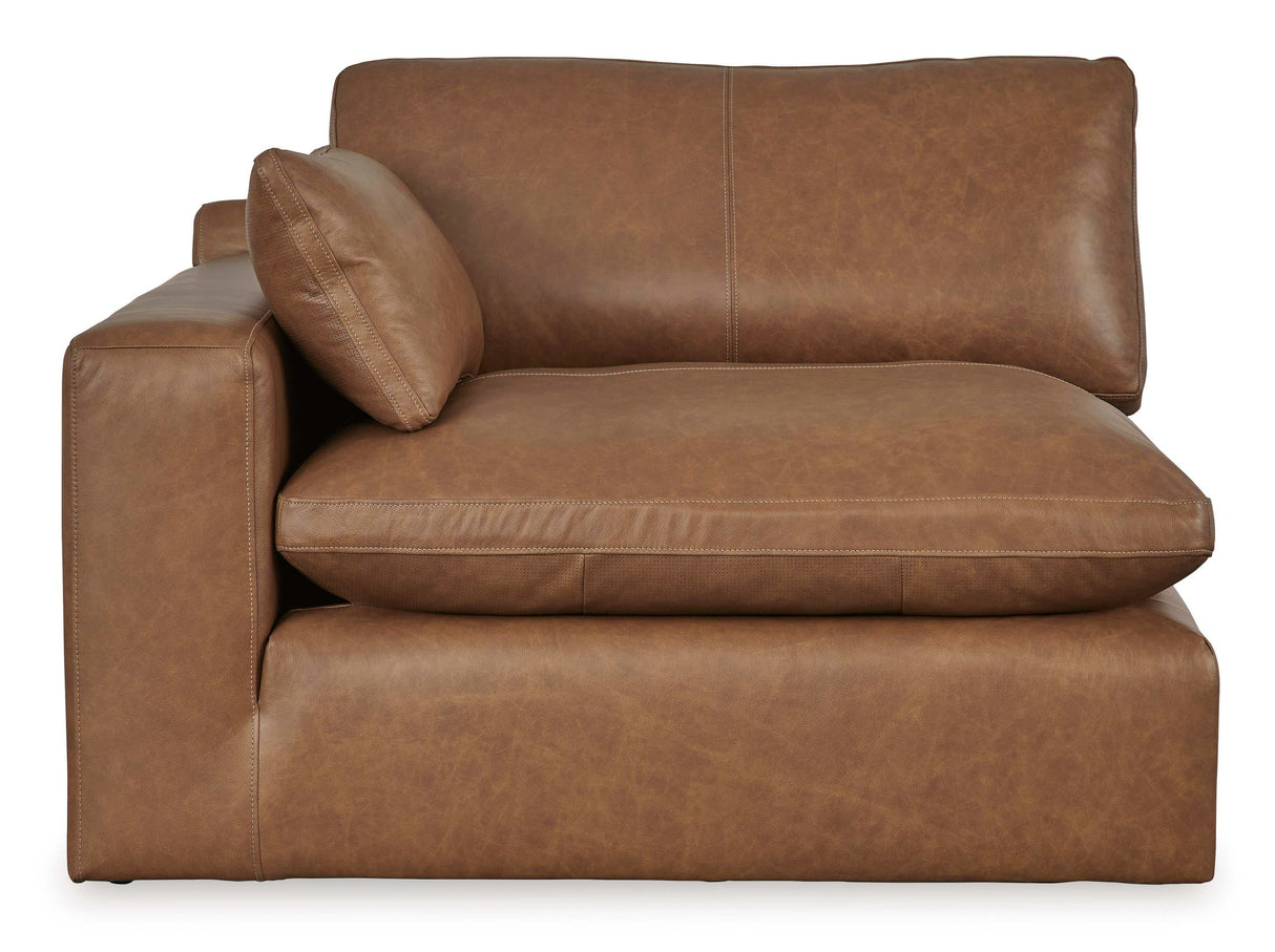Emilia Caramel Leather Modular Sofa and Loveseat by Ashley at Eve Furniture