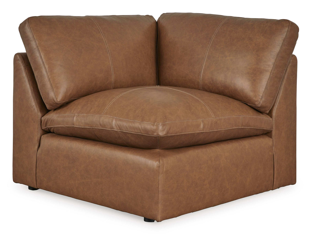 Emilia Caramel Leather Modular Sofa and Loveseat by Ashley at Eve Furniture