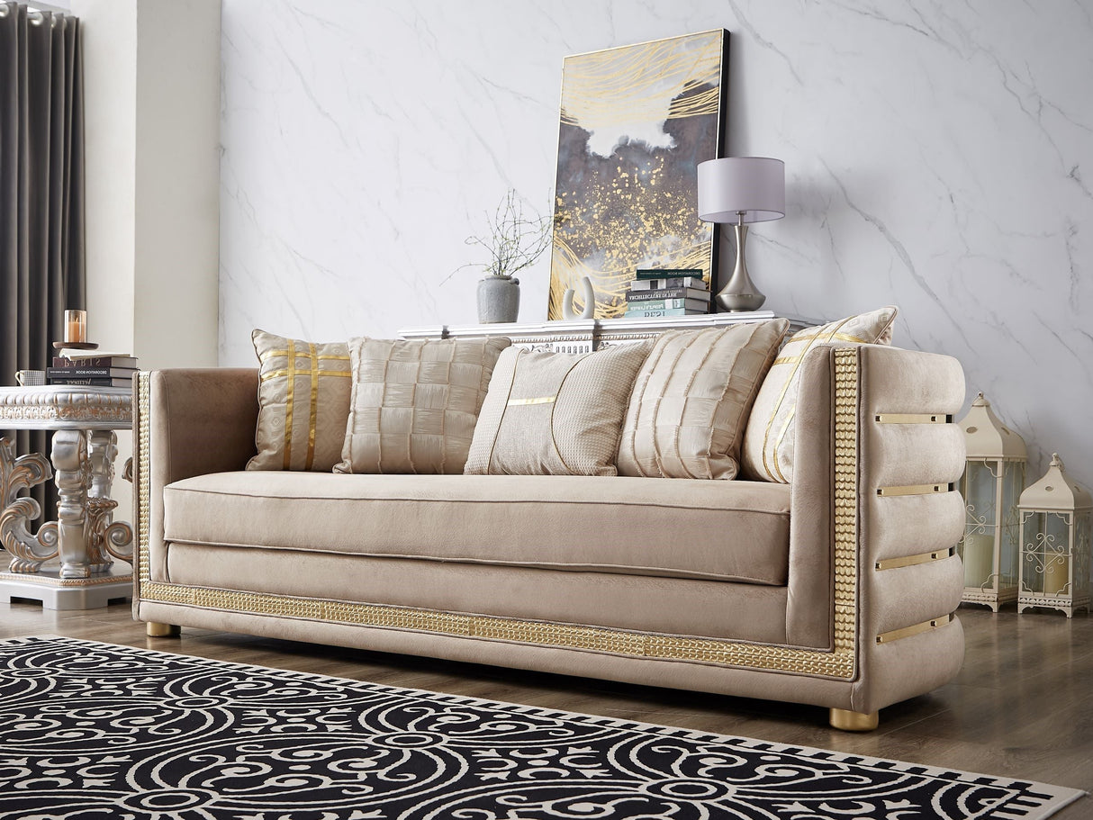 Emilio Beige Fabric Loveseat by Homey Design at Eve Furniture