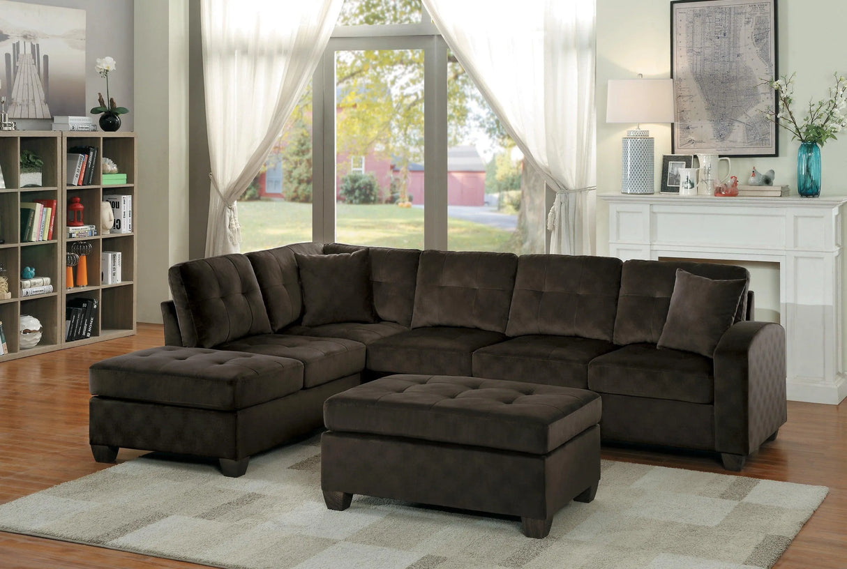 Emilio Chocolate Ottoman by Homelegance at Eve Furniture