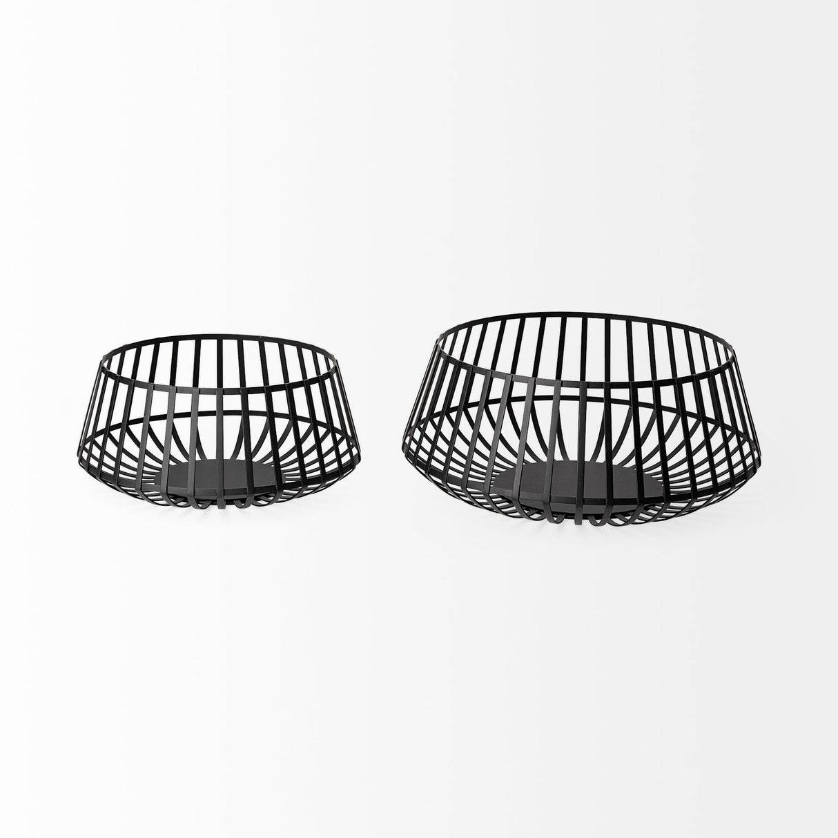 Emilio Set of 2 Black Metal Slated Bowls by Mercana at Eve Furniture