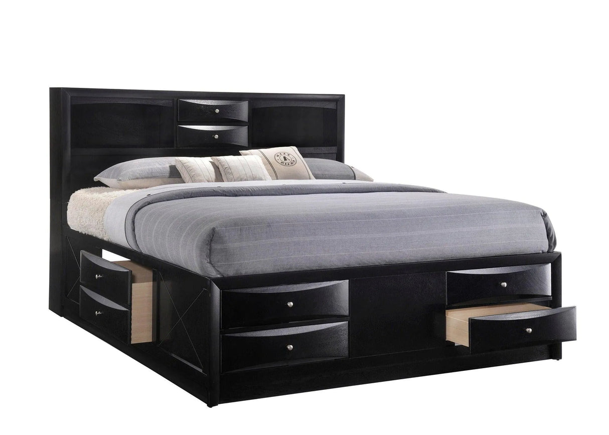 Emily Black King Storage Platform Bed by Crown Mark at Eve Furniture