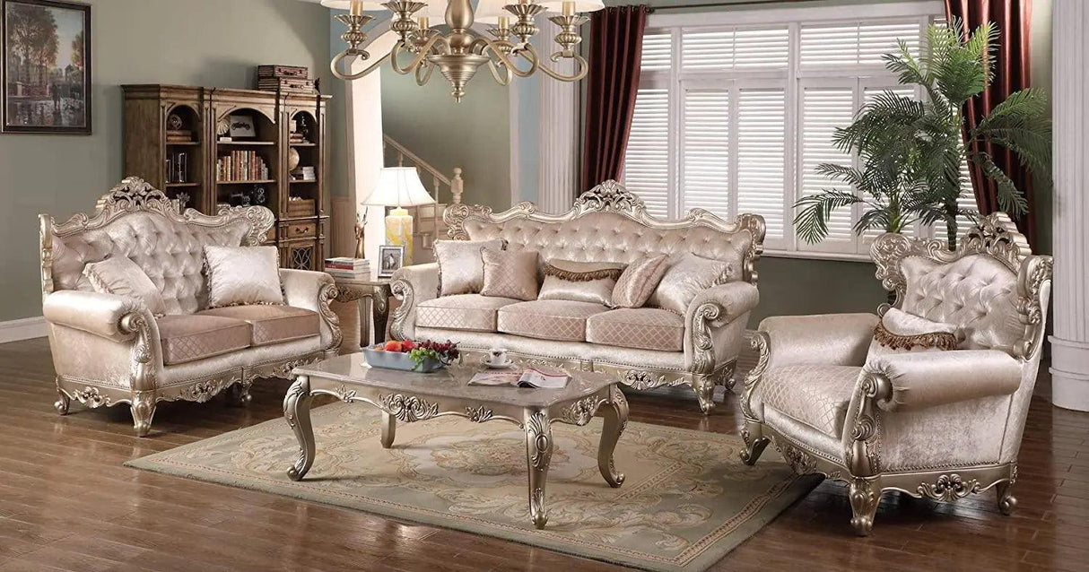 Emily Transitional Beige Wood Finish Living Room Set by Cosmos Furniture at Eve Furniture