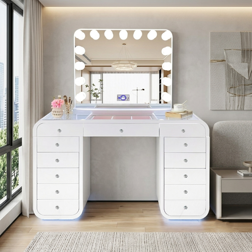 Emily White Vanity Set by New Era Innovations at Eve Furniture