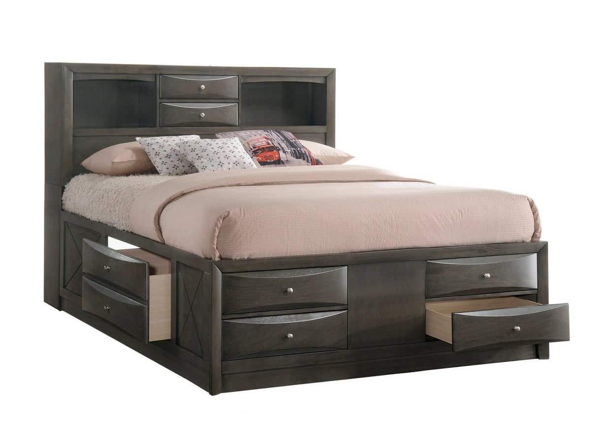 Emily Gray King Storage Platform Bed by Crown Mark at Eve Furniture