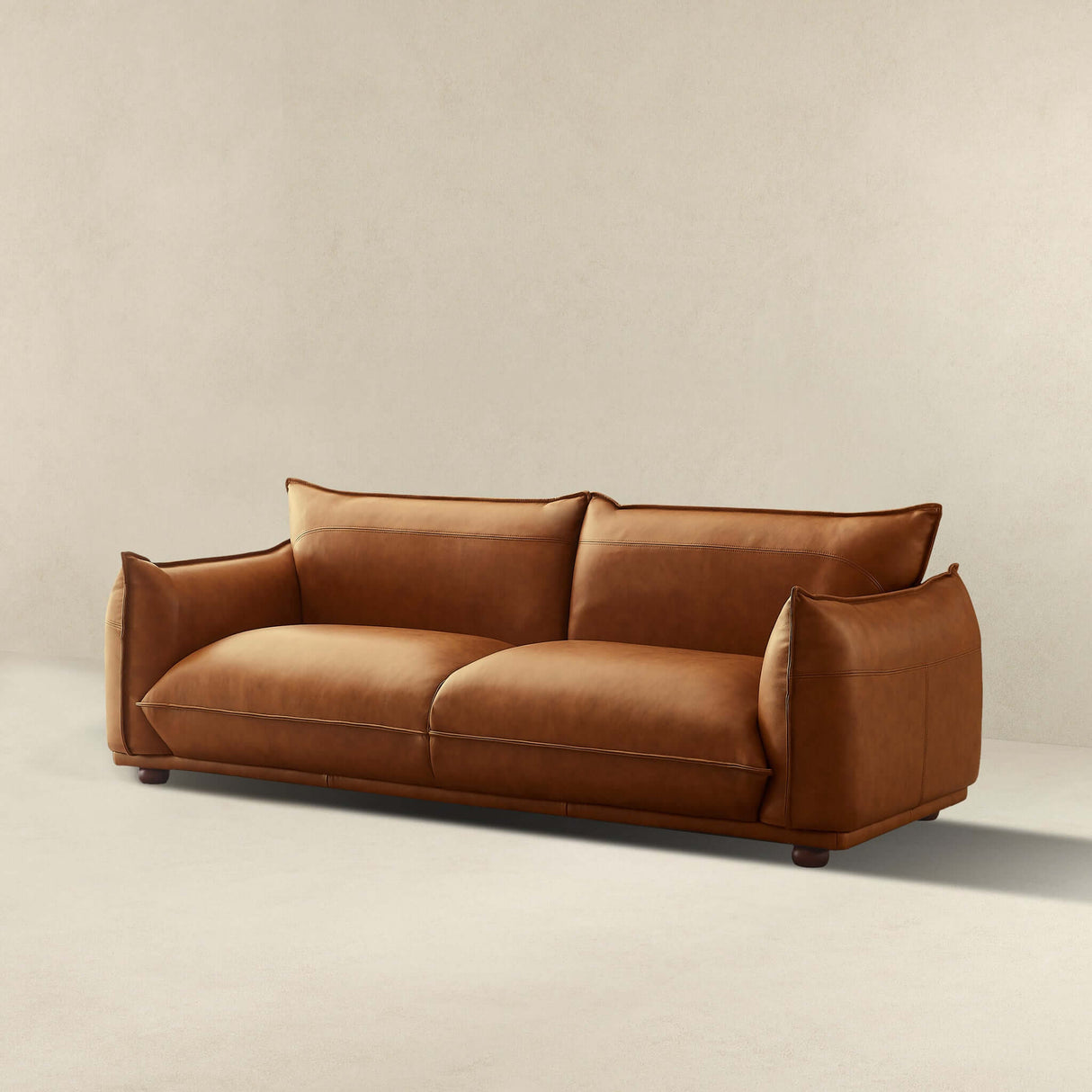 Emma Mid Century Modern Luxury Cognac Leather Sofa by Ashcroft Furniture at Eve Furniture