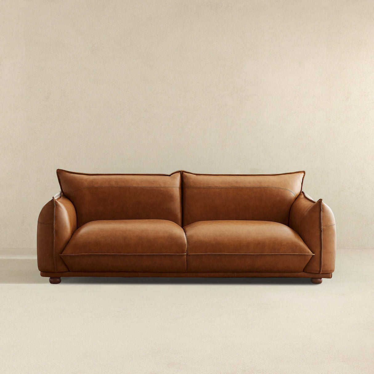 Emma Mid Century Modern Luxury Cognac Leather Sofa by Ashcroft Furniture at Eve Furniture