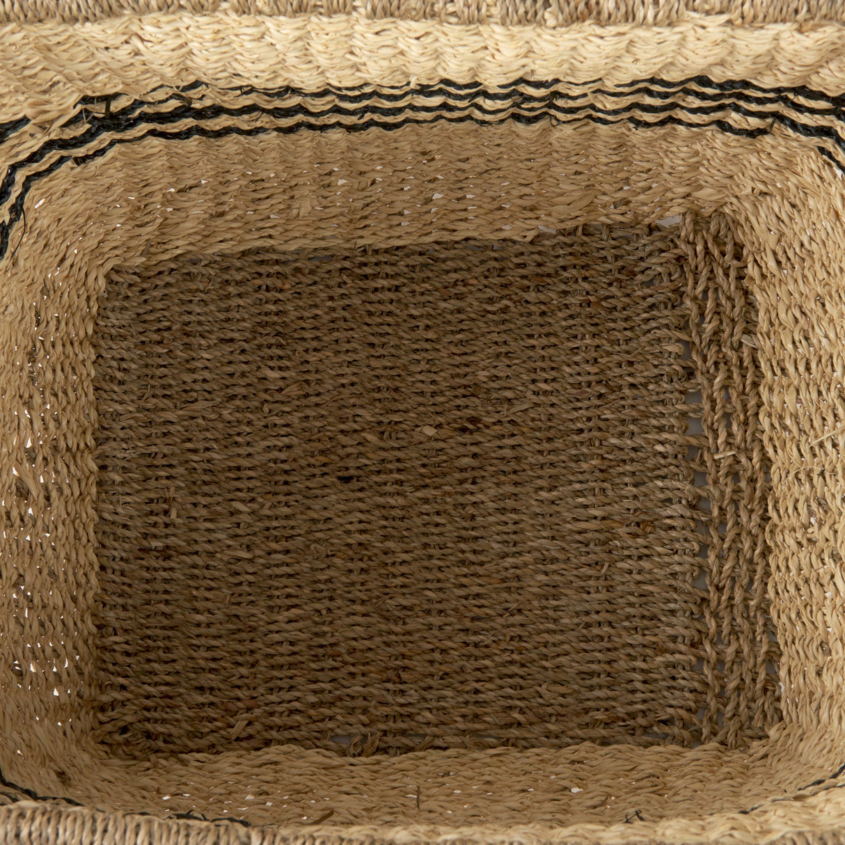 Emma (Set of 2) Light Brown Seagrass Rectangular Basket W/ Black Stripes by Mercana at Eve Furniture