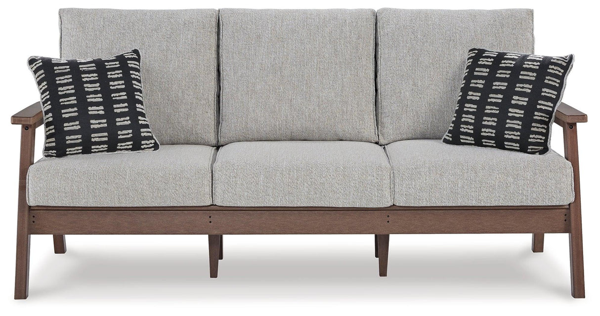Emmeline Brown/Beige Outdoor Sofa with Cushion by Ashley at Eve Furniture