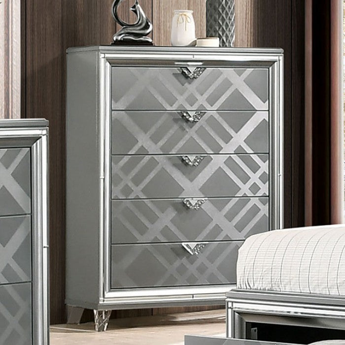 Emmeline Silver 5-Piece Queen Bedroom Set by Furniture of America at Eve Furniture