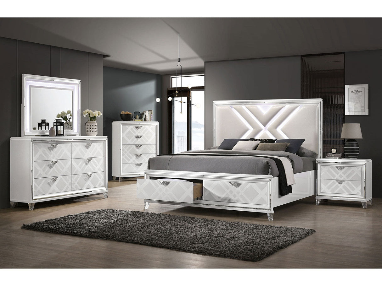 Emmeline White 4-Piece Queen Bedroom Set by Furniture of America at Eve Furniture