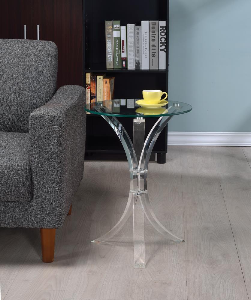 Emmett Clear Round Accent Table by Coaster at Eve Furniture