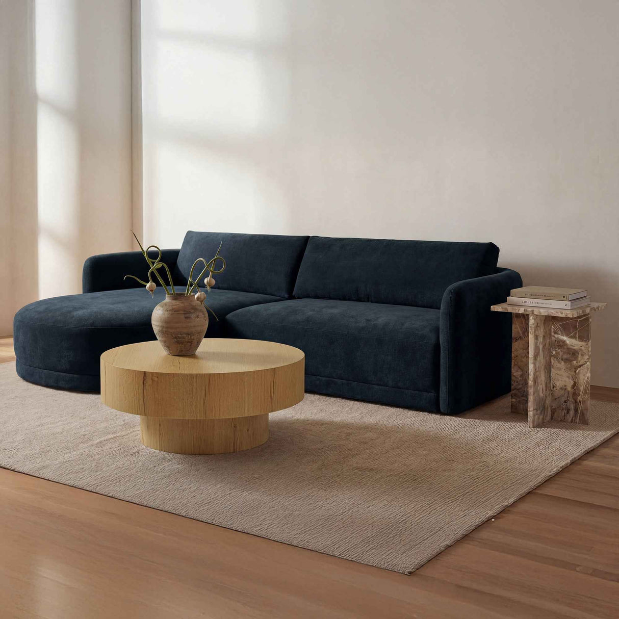 Emmy Dark Blue Left Sectional by Moe's Home at Eve Furniture