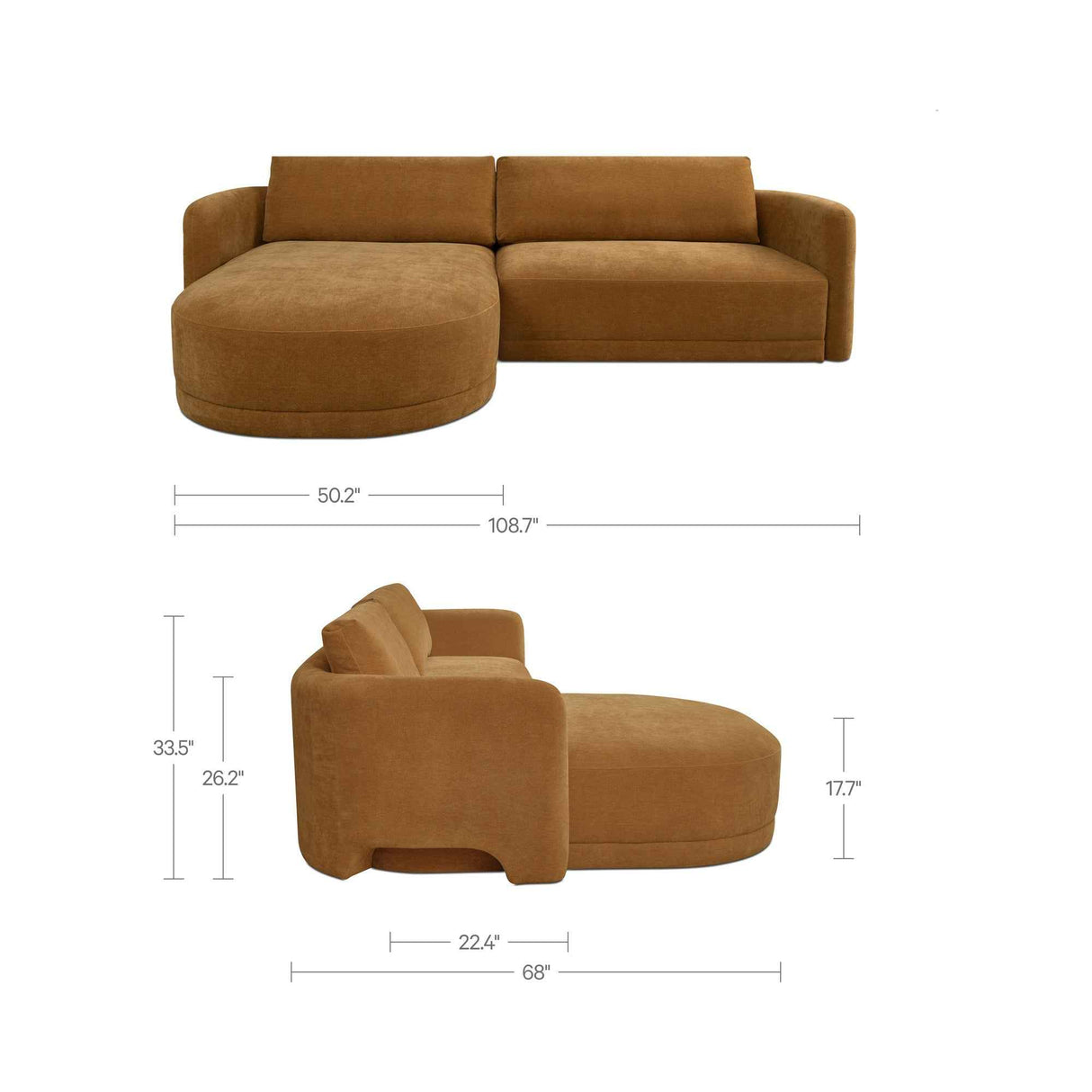 Emmy Ginger Left Sectional by Moe's Home at Eve Furniture