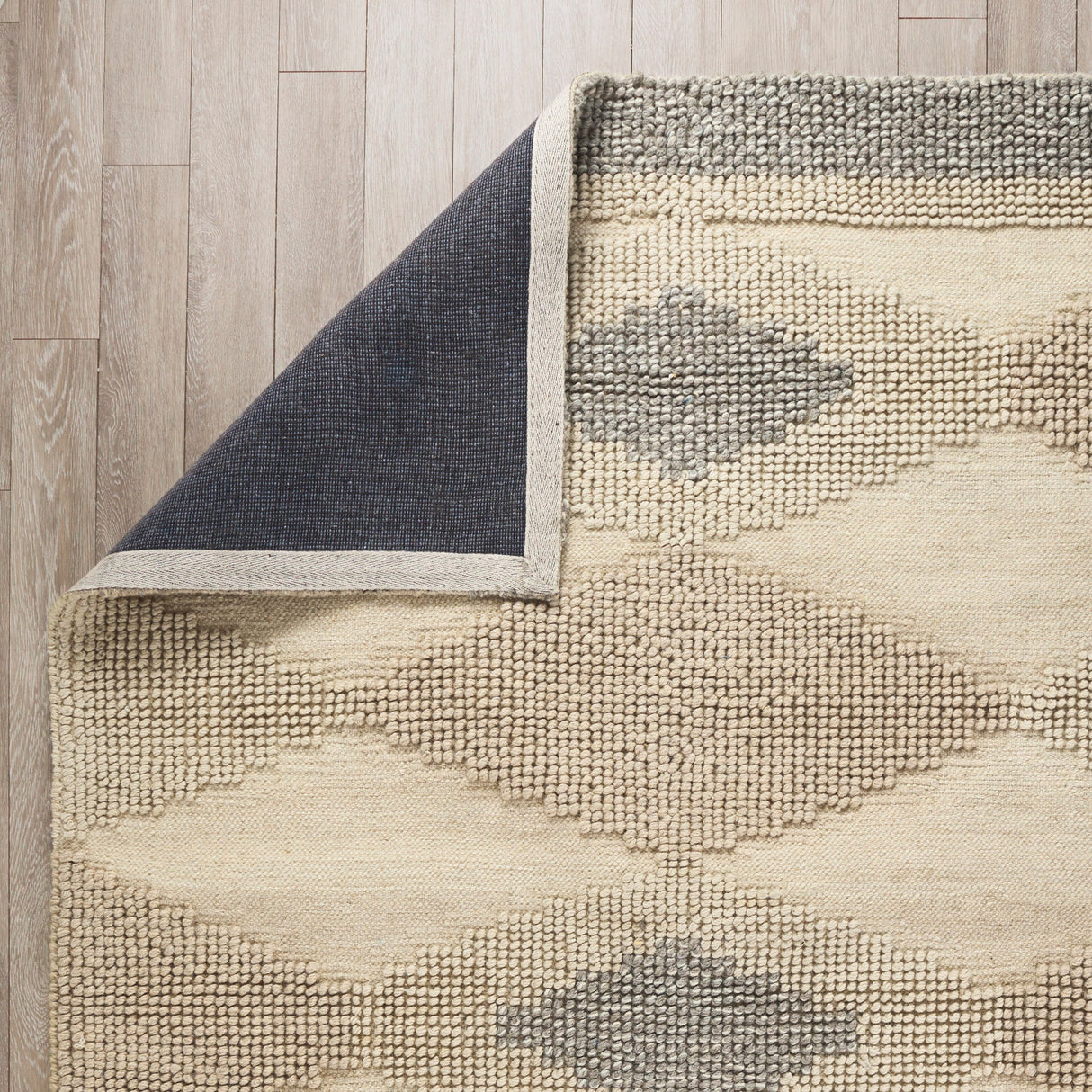 Emory 8x10 Gray Wool Hand Woven Diamond Patterned Rug by Mercana at Eve Furniture