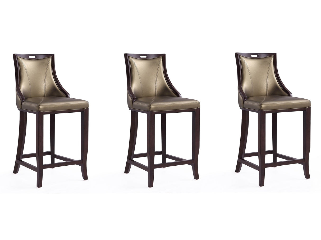 Emperor Bar Stool in Bronze and Walnut (set of 3) by Manhattan Comfort at Eve Furniture