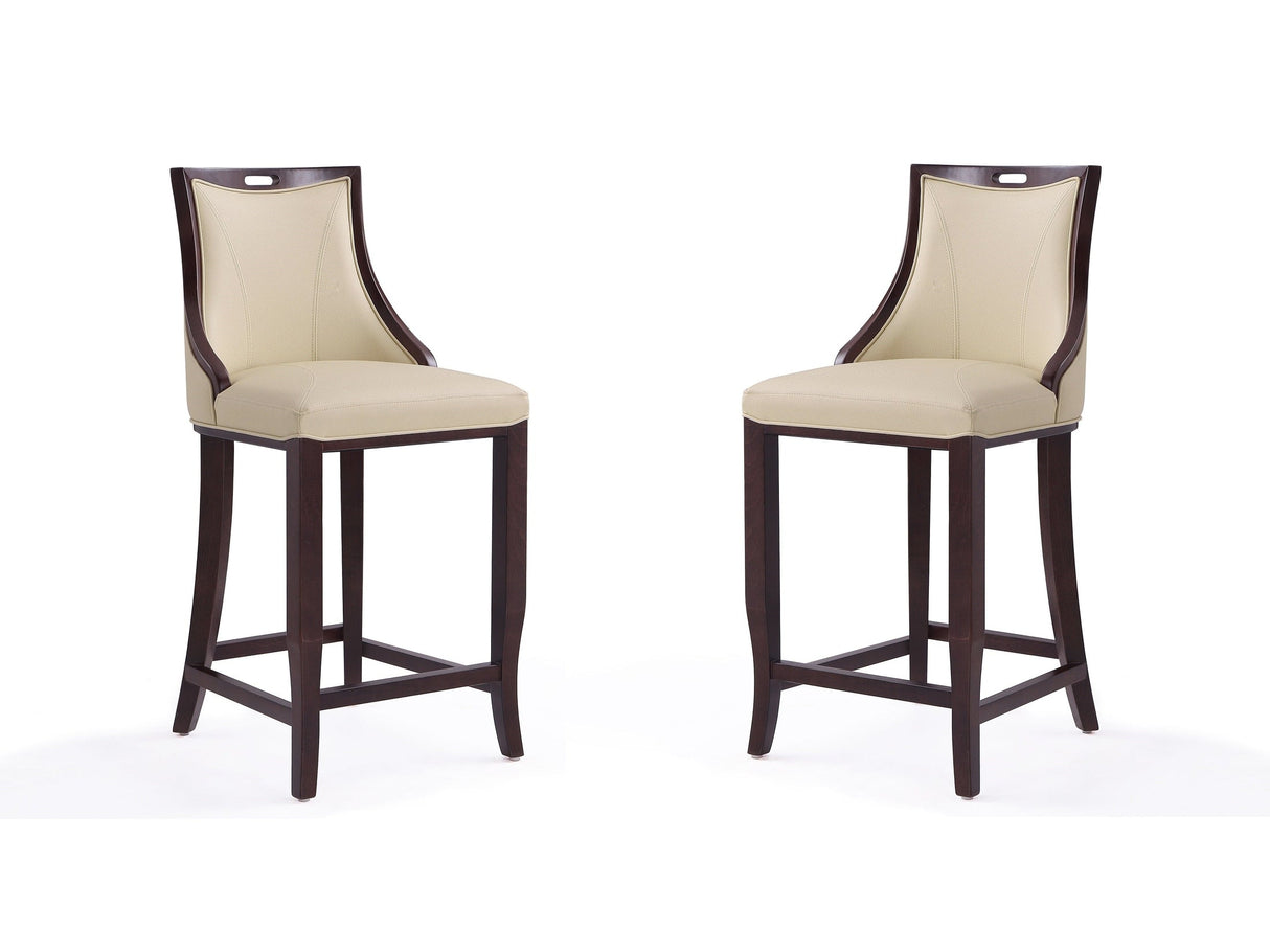 Emperor Bar Stool in Cream and Walnut (set of 2) by Manhattan Comfort at Eve Furniture